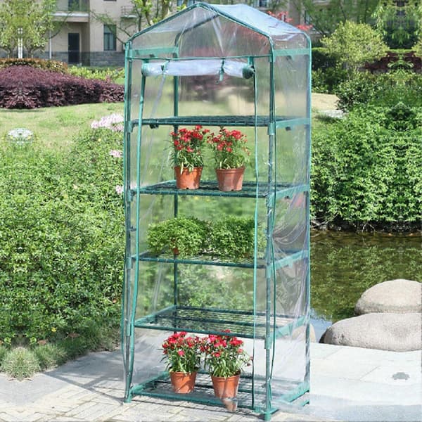 JIKAIX Drivhusdeksel Transparent Enkel Montering PVC Rulleglidelåsdesign Drivhus Plantedeksel for Hage Dual Layer