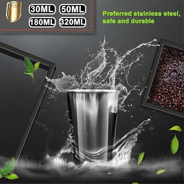 30/70/180/320ml Rostfri Stålkopp Dricka Kaffe Öl Te Camping Vatten Mugg 70ml