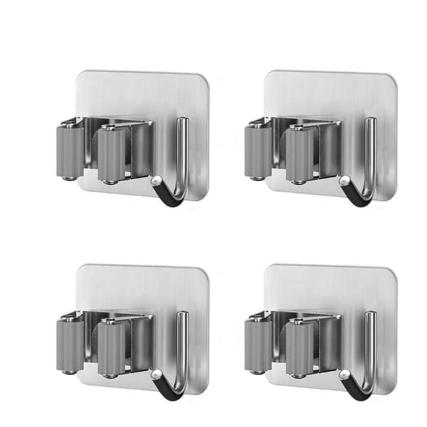/#/Veggmonteringssett selvklebende rustfritt stål moppholder kost holder enhetsholder/#/
