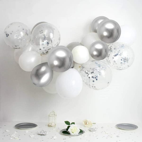Silverballonger, 60 stycken konfetti silver helium ballonger, metall
