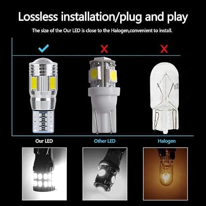 4 stk, T10 W5W pære led kuppel lys bil led interiør bil led ni