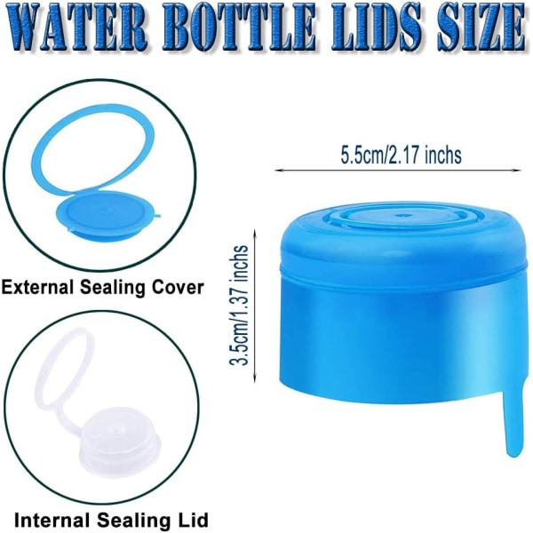 10 stykker 3/5 gallon genanvendelige vandflaske udskiftningshætter Spild