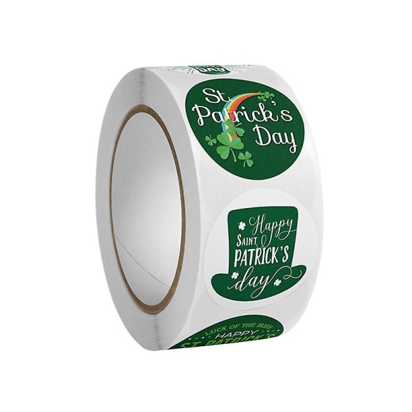 &500pcs/roll Saint Patrick&#39;s Day Stickers Shamrock Beer Gold Coins Labels Decor&