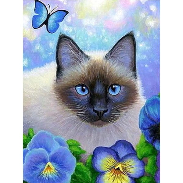 5D diamantmaleri DIY diamantmaleri (30*40cm), liten katt