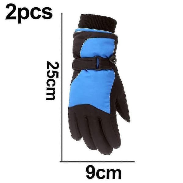 Skihansker for barn, vindtette, vanntette ridehansker, skihansker med antiskli Blue