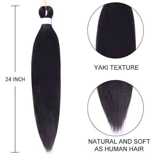3 Pak (24 Tommer 3 Pak, Sort Brun) Forudstrakt Hårextension
