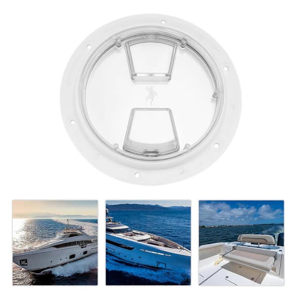 Båtdäck Accesslucka Transparent Lock Vitt Rund ABS-platta för RV Marin Yacht (6in/15.24cm)