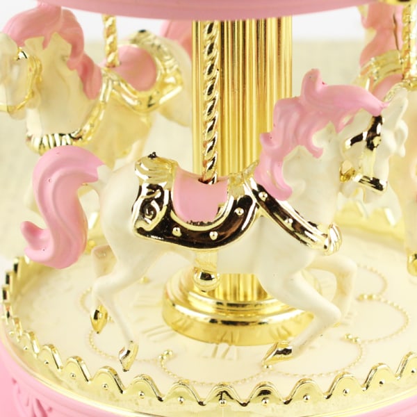 12x12x18.5cm pink romantic carousel music box, creative arts and