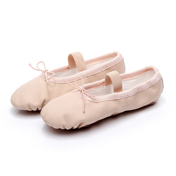 Ballett-sko i lær, ballerinas med hel såle, dansesko for jenter
