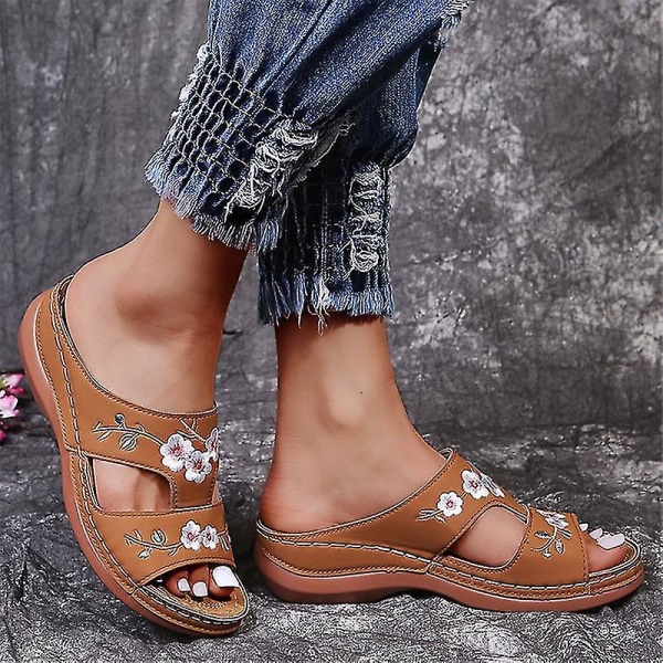 Ortopediska Bloom-skor för kvinnor med öppen tå sandaler Dam  Plattkompatibla Tofflor Sommar Beach Gummi Mjuk sula 9e37 | Fyndiq