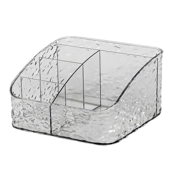 Klar Makeup Opbevaringsboks Kosmetik Organizer med Vandbølge Tekstur Åbent Design Nem Adgang Opdelt Opbevaringsboks til Hjemmekontor Soveværelse Kollegium 5Grid