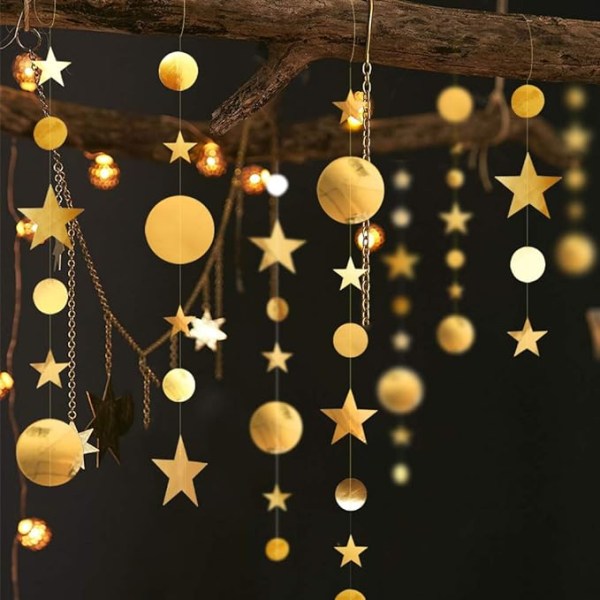 Guld Twinkle Little Stars Party Garland Kit (2 stk, 4m Længde Hver)