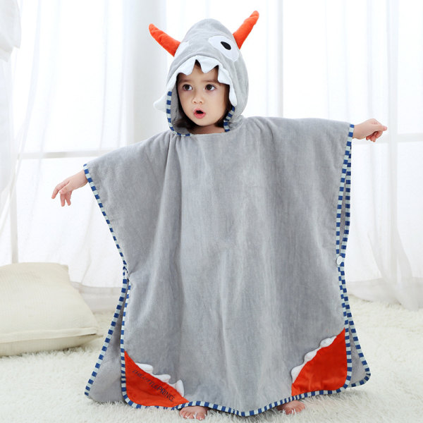 Baby poncho badehåndklæde med hætte (70*70 cm Grey Horn Bull) blød klud