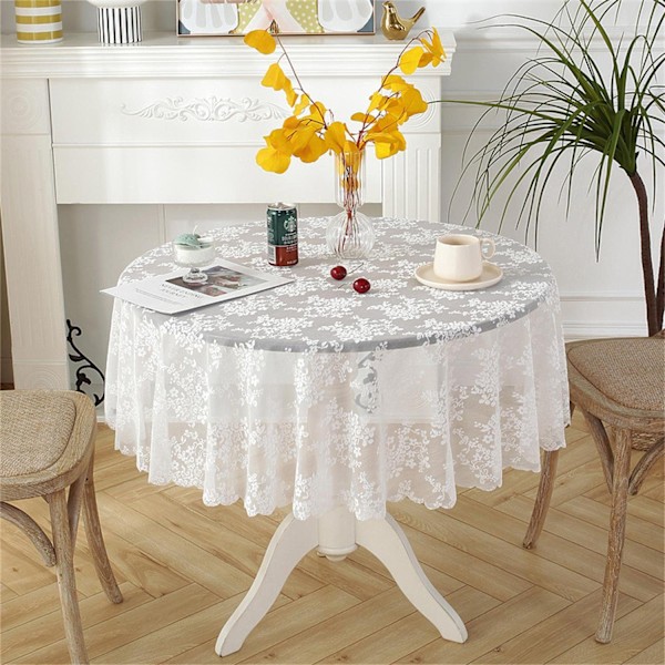 ##/Vit vintage rund spetsduk##/