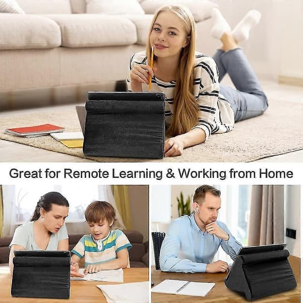 Tablet Stand Pude, Multi-vinkel Blød Pude Skød Stand, Kileholder, Bærbar Trekant Tablet Stand (sort) black