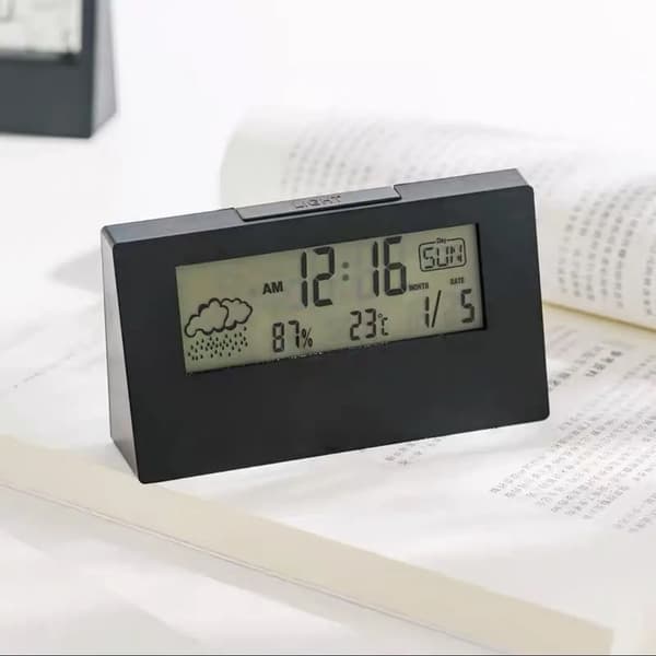 Hvid Digital Vækkeur, Rejse Digital Vækkeur, Dato, Kalender