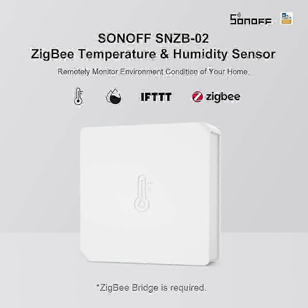 SONOFF SNZB-02 Mini ZigBee Temperatur- og Fugtighedssensor, SONOFF ZigBee Bridge Kræves, Kompatibel