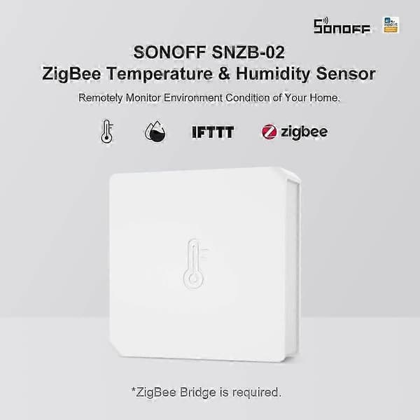 SONOFF SNZB-02 Mini ZigBee Temperatur- og Fuktighetssensor, SONOFF ZigBee Bridge Kreves, Kompatibel