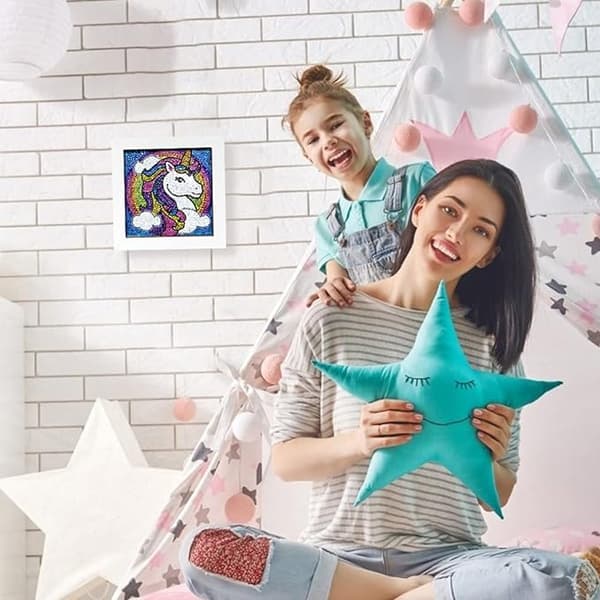Diamantmaleri til Børn Enhjørning (Blå), DIY Enhjørning Maleri til