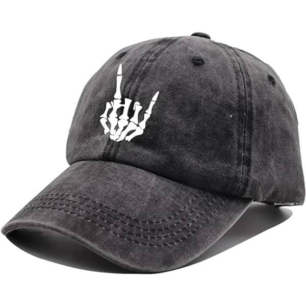 Håndhatt, Skallefinger Baseball Caps Justerbar Vasket Distressed