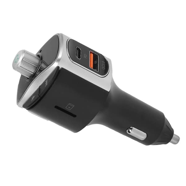 Bluetooth 5.0 FM Transmitter Dobbelt Skærmvisning 3 USB-porte QC3.0 Hurtig Opladning med 7 Farvers Baggrundsbelysning