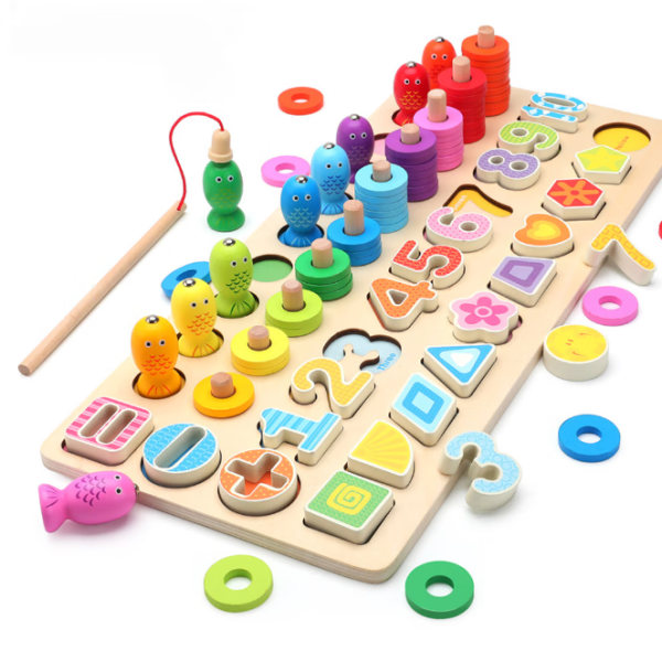 Educational Math Games Wooden Puzzles, Learn to Count and Colors