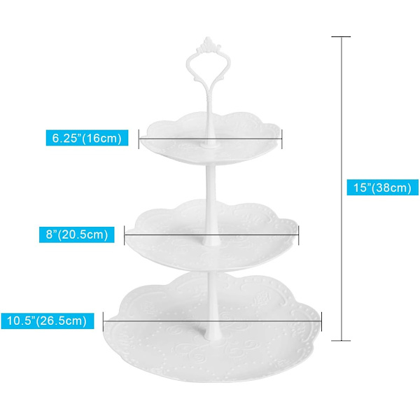 3-etagers Cupcake Stativ, Plastik Etageret Serveringsstativ, Dessert