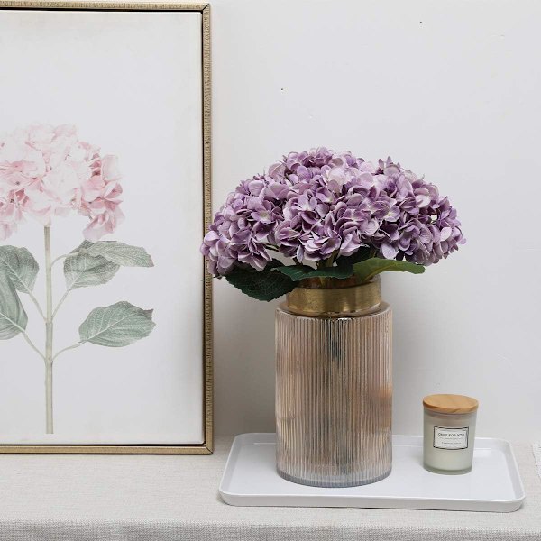 5 st Simpla Långa Silkestammar 6,3 tum Huvud Hortensia Buketter för