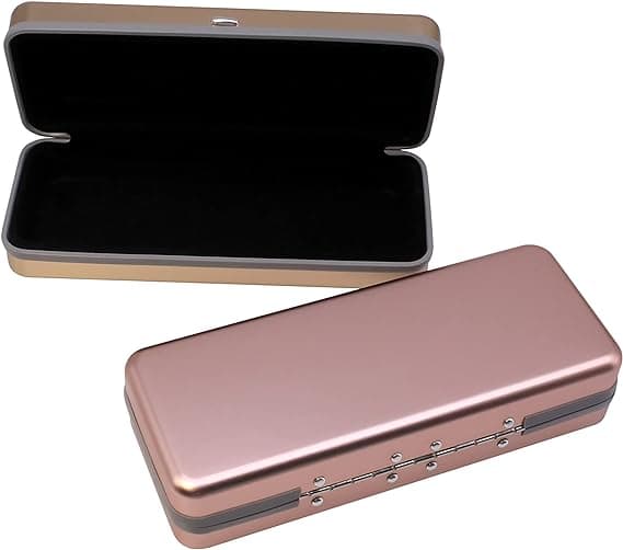 Alumiininen silmälasikotelo, 2 kpl setti - Rose + Gold, Suuri