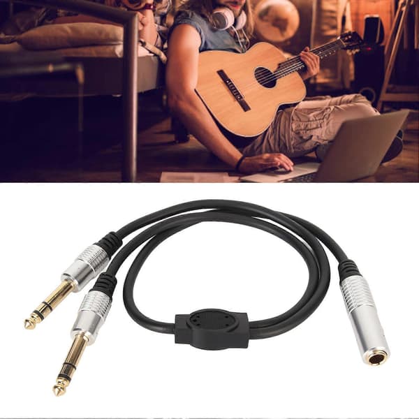 6,35 mm Splitter Y-kabel Mono Hun til Dobbelt Han 1/4 Tommer Splitterledning til Forstærker Mikrofon Højttaler 0,5 m