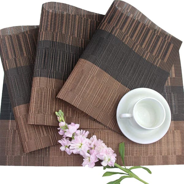 6 stk Sklisikre PVC Plassmatter (Brun Svart), Vaskbare Plassmatter (4