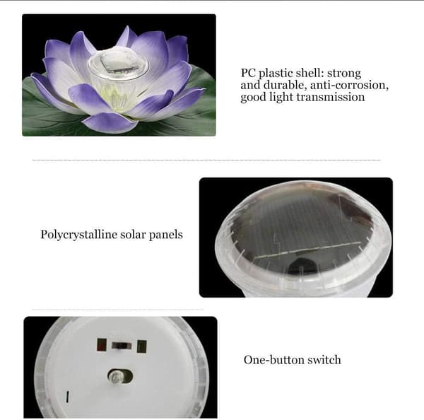 Vattentät Solcellsdriven Multifärgad LED Färgväxlande Lotusblomma