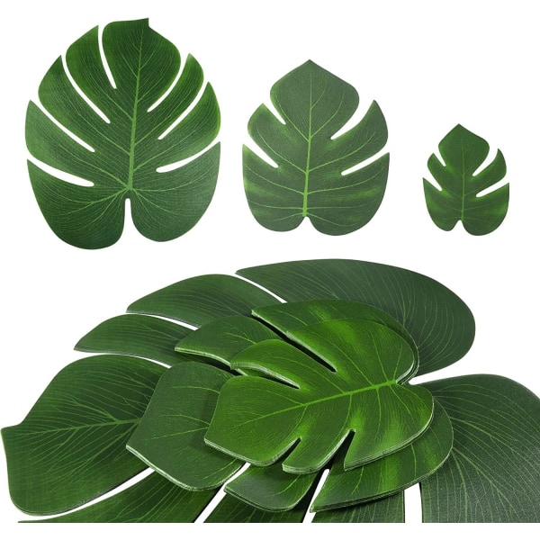 90 Pcs Artificial Tropical Leaves,3 Sizes Tropical Palm Leaves J