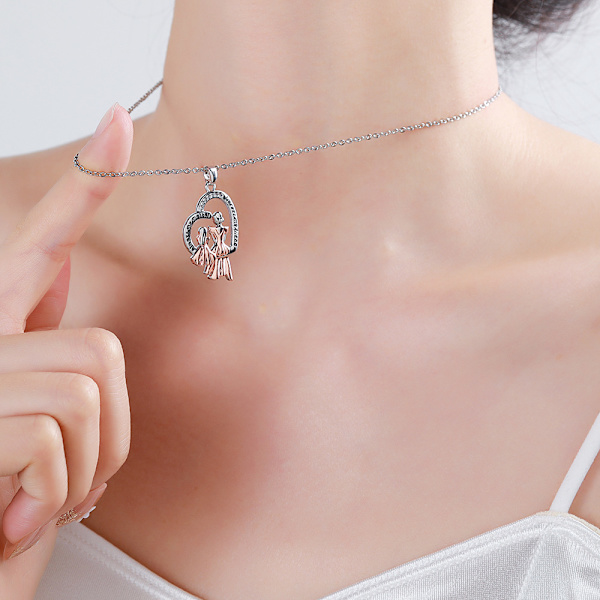 Äidin lahjat Sterling Silver Mom kaulakorut Äiti ja lapsi Rakkaus Hän