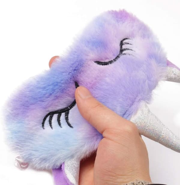 Plush-unimaaskit, söpöt 3D pörröiset yksisarvisen silmänaamiot, lasten unimaaskit