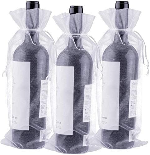 30 st 750 ml Rödvin Organza Vinpåse - 14 x 37 CM Vit (Med Dr