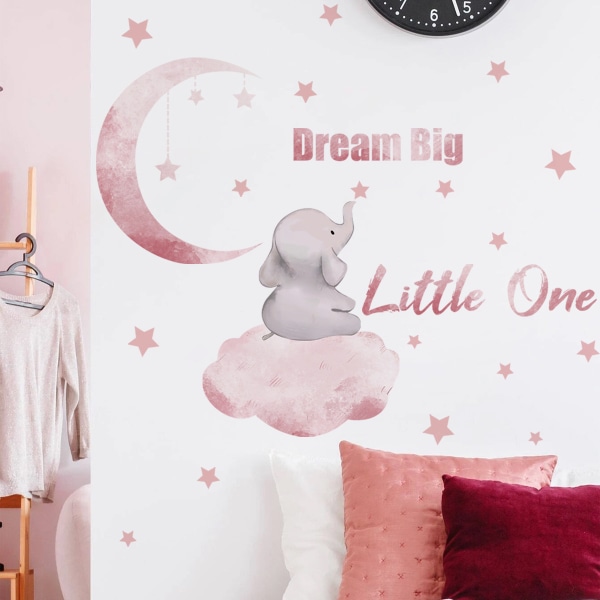 Elephant Wall tarra Baby huoneen seinätarra Lainaukset Moon Grey St