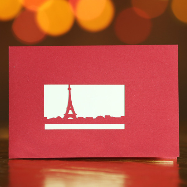 6 kpl Pop Up -kortti "Pariisin Eiffel-torni - kuponki, Bon Voyage Paris
