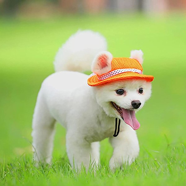 ##/Solhatt för hund Orange Solhatt i mesh p##/