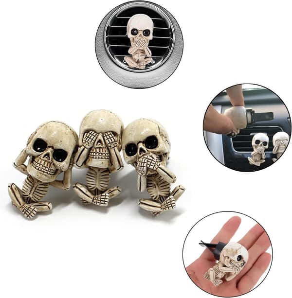 Bil Luftventil Klip Ondt Skalle Trio Statue Ondt Skalle Statue Auto