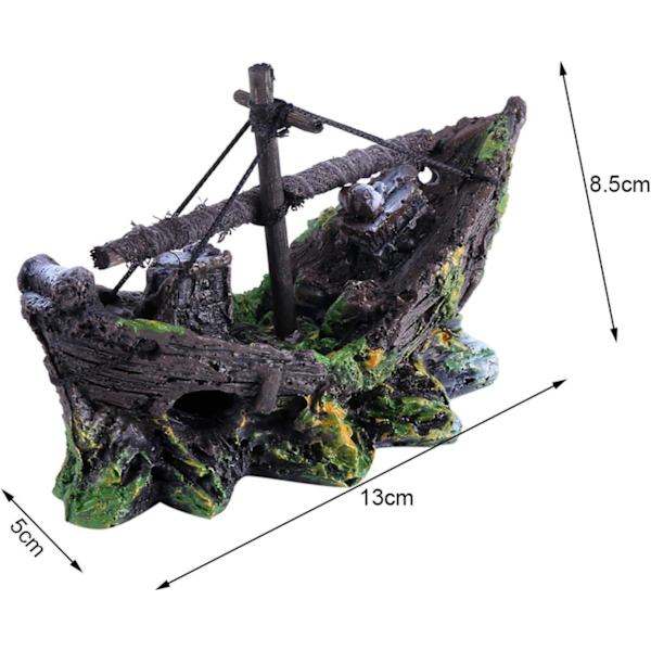 Kunstig Harpiks Akvarium Ornament Akvarier Skibsvrag Fiskeri B