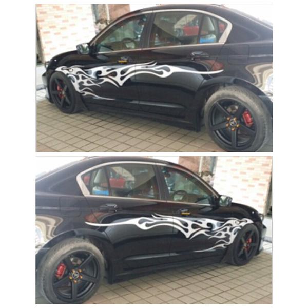 2 stk. 210,5 cm Flamme Grafisk Kropssidesticker Flamme Motorsport St