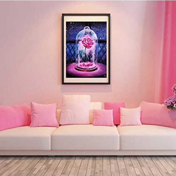 Enkelt stykke 30 x 50 cm 5D diamantmaleri fuld diamant rose, dragt