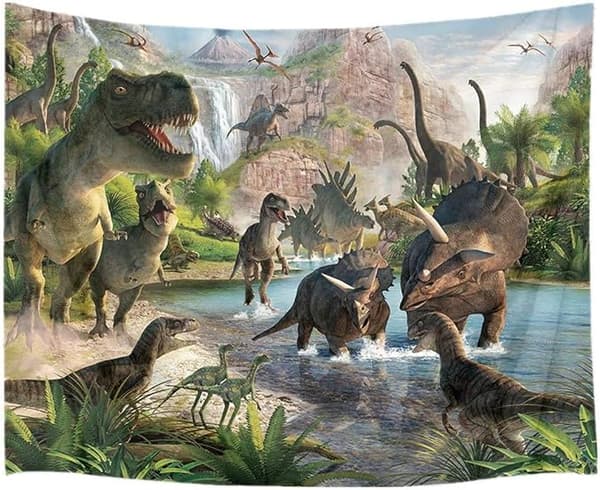 Dinosaur Gruppe Rom dekorativ veggteppe – 200 x 150 cm bred