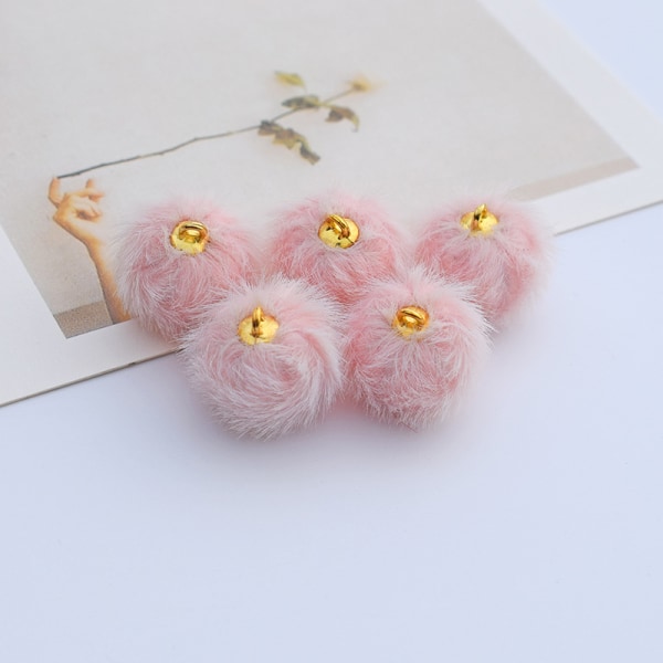 #Förpackning med 20 rosa Pompom-örhängen för smyckesframställning av nyckelringar#