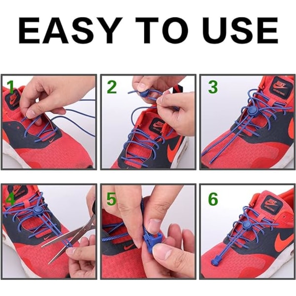 5 par självlåsande elastiska skosnören, elastiska skosnören wit