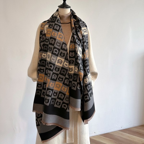 Tyk Kæmpe Cashmere Sjal til Kvinder (Blå), Lang Dobbeltsidet