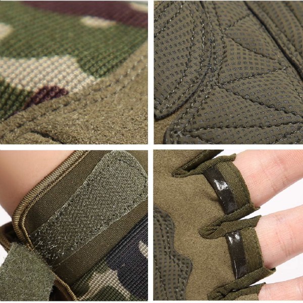 (L) Taktiske Fingerløse Handsker, Camouflage, Letvægts, Åndbar