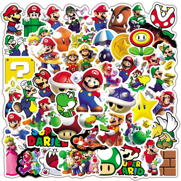 50-styks Mario Sticker Super Mary Graffiti Sticker Personalisering