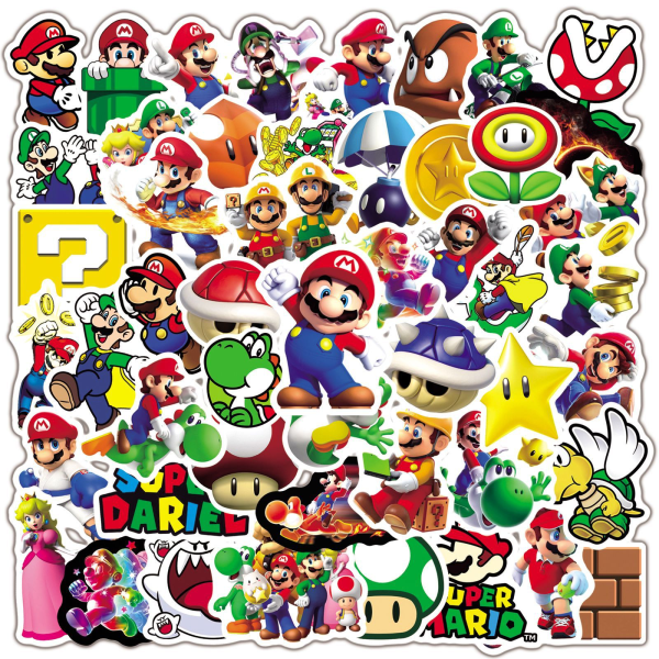 A 50-piece Mario Sticker Super Mary Graffiti Sticker Personalize